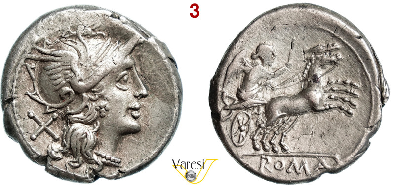 ANONIME (157-156 a.C.) Denario. B. 6 Syd. 376, 431 e 439 Cr. 197/1 A.V. 26 3,76 ...