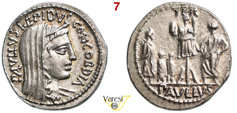 AEMILIA - L. Aemilius Lepidus Paullus (62 a.C.) Denario. B. 10 Syd. 926 Cr. 415/...