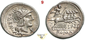 ANTESTIA - L. Antestius Gragulus (136 a.C.) Denario. B. 9 Syd. 451 Cr. 238/1 A.V. 81 3,85 g 20,5 mm Ag D/ Testa di Roma R/ Giove su quadriga. • Patina...