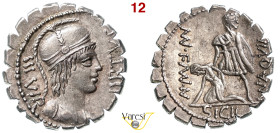 AQUILLIA - Mn. Aquillius Mn. f. Mn. n. (71 a.C.) Denario. B. 2 Syd. 798 Cr. 401/1 A.V. 93 Ag D/ Busto del Valore R/ Il console Man. Aquillius solleva ...