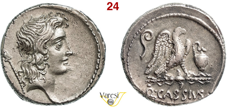 CASSIA - Q. Cassius Longinus (55 a.C.) Denario. B. 7 Syd. 916 Cr. 428/3 A.V. 178...