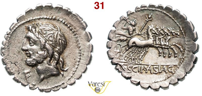 CORNELIA - L. Cornelius Scipio Asiagenus (106 a.C.) Denario. B. 24 Syd. 576 Cr. ...