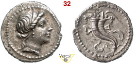 CORNELIA - L. Cornelius Sulla Felix (81 a.C.) Denario. B. 33 Syd. 755 Cr. 375/2 A.V. 232 3,57 g 18,5 mm Ag Rara D/ Testa di Venere R/ Doppia cornucopi...