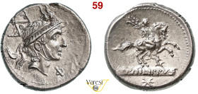 MARCIA - L. Marcius Philippus (113-112 a.C.) Denario. B. 12 Syd. 551 Cr. 293/1 A.V. 386 3,92 g 19,3 mm Ag D/ Testa del re Filippo V di Macedonia con l...