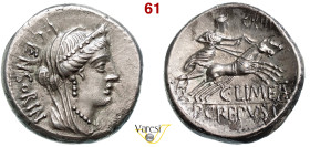 MARCIA - L. Marcius Censorinus, P. Crepusius e C. Limetanus (82 a.C.) Denario. B. 27 Syd. 736a Cr. 360/1b A.V. 393 3,83 g 17,5 mm Ag D/ Testa velata d...