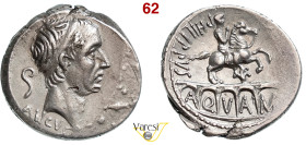 MARCIA - L. Marcius Philippus (56 a.C.) Denario. B. 28 Syd. 919 Cr. 425/1 A.V. 394 4,05 g 18,5 mm Ag D/ Testa del re Anco Marzio; dietro il lituus R/ ...