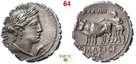 MARIA - C. Marius C.f. Capito (81 a.C.) Denario. B. 9 Syd. 744b Cr. 378/1c A.V. 398 3,90 g 17,9 mm Ag D/ Testa di Cerere; davanti un gambero R/ Contad...