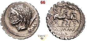 MEMMIA - L. Memmius Galeria (106 a.C.) Denario. B. 2 Syd. 574 Cr. 313/1 A.V. 403 3,82 g 18 mm Ag D/ Testa di Saturno e dietro un'arpa R/ Venere su big...