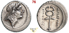 PLAETORIA - M. Plaetorius M.f. Cestianus (67 a.C.) Denario. B. 5 Syd. 807 Cr. 405/5 A.V. 458 3,96 g 18,4 mm Ag D/ Testa del Bonus Eventus e dietro un ...