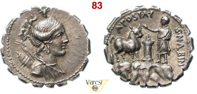 POSTUMIA - A. Postumius A. f. Sp. n. Albinus (81 a.C.) Denario. B. 7 Syd. 745 Cr. 372/1 A.V. 523 3,95 g 19,8 mm Ag D/ Busto di Diana con arco e faretr...