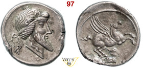 TITIA - Q. Titius (90 a.C.) Denario. B. 1 Syd. 691 Cr. 341/1 A.V. 580 3,51 g 18,3 mm Ag D/ Testa del dio Mutinus Titinus (Priapo) R/ Pegaso in volo. •...