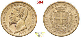 VITTORIO EMANUELE II, Re di Sardegna (1849-1861) 20 Lire 1851, Torino MIR 1055e Pagani 340 Au 6,40 g 21 mm BB