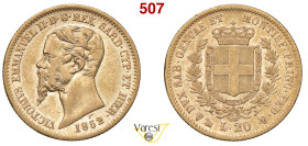 VITTORIO EMANUELE II, Re di Sardegna (1849-1861) 20 Lire 1852, Genova MIR 1055f Pagani 341 Au 6,38 g 21 mm BB
