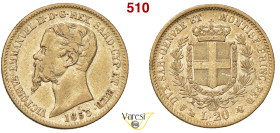 VITTORIO EMANUELE II, Re di Sardegna (1849-1861) 20 Lire 1853, Genova MIR 1055i Pagani 343 Au 6,40 g 21 mm • Colpetto q.BB