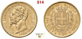 VITTORIO EMANUELE II, Re di Sardegna (1849-1861) 20 Lire 1855, Genova MIR 1055k Pagani 346 Au 6,44 g 21 mm BB÷SPL