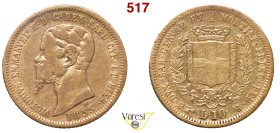 VITTORIO EMANUELE II, Re di Sardegna (1849-1861) 10 Lire 1855, Torino MIR 1056e Pagani 365 Au 3,22 g circa 18 mm RR • Sigillata MB+/q.BB, graffietto s...