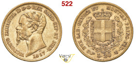 VITTORIO EMANUELE II, Re di Sardegna (1849-1861) 20 Lire 1857, Torino MIR 1055q Pagani 351 Au 6,39 g 21 mm BB
