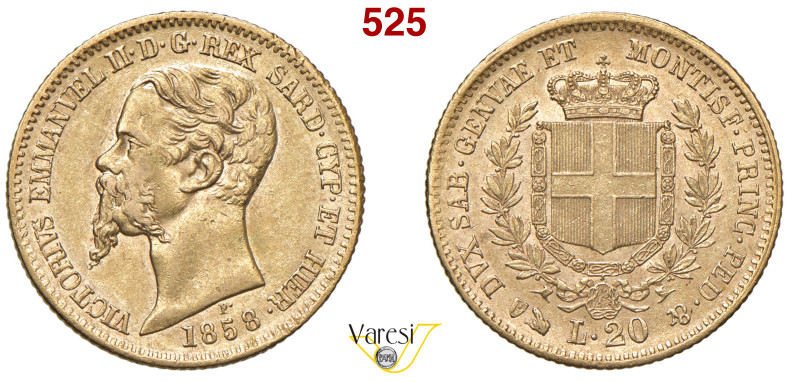 VITTORIO EMANUELE II, Re di Sardegna (1849-1861) 20 Lire 1858, Genova MIR 1055r ...