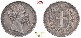 VITTORIO EMANUELE II, Re di Sardegna (1849-1861) 5 Lire 1859, Genova MIR 1059r Pagani 387 Ag 25 g 37 mm R • Ottimi rilievi (BB÷SPL) e gradevole patina...