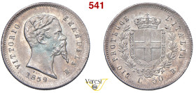 VITTORIO EMANUELE II, Re Eletto (1859-1861) 50 Centesimi 1859, Bologna MIR 1068a Pagani 442 Ag 2,50 g 18 mm R • Ex InAsta 37/1653; di grande conservaz...