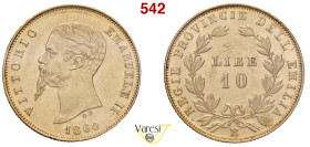 VITTORIO EMANUELE II, Re Eletto (1859-1861) 10 Lire 1860 B, Bologna MIR 1097c Pagani 574 Au 3,22 g circa 19 mm circa RRR • Sigillata SPL+/q.FDC da Num...