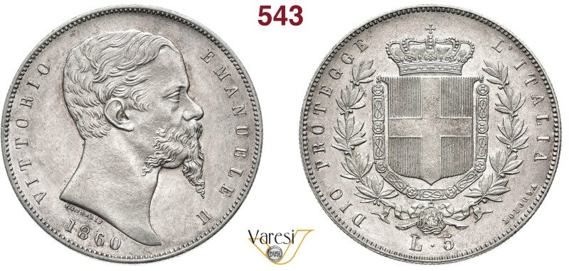 VITTORIO EMANUELE II, Re Eletto (1859-1861) 5 Lire 1860, Bologna MIR 1063b Pagan...