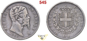 VITTORIO EMANUELE II, Re Eletto (1859-1861) 2 Lire 1860, Bologna MIR 1064b Pagani 435 Ag 9,86 g 27 mm RR q.BB