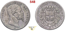 VITTORIO EMANUELE II, Re Eletto (1859-1861) 2 Lire 1861, Firenze MIR 1065b Pagani 437 Ag 9,51 g 27 mm RRR • Bulinata al D/ MB