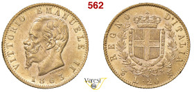 VITTORIO EMANUELE II, Re d'Italia (1861-1878) 20 Lire 1863, Torino MIR 1078d Pagani 457 Au 6,45 g 21 mm SPL÷FDC