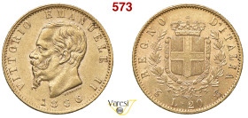VITTORIO EMANUELE II, Re d'Italia (1861-1878) 20 Lire 1866, Torino MIR 1078g Pagani 460 Au 6,42 g 21 mm R BB÷SPL