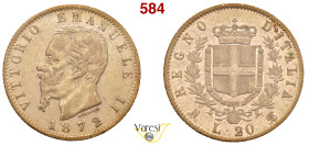 VITTORIO EMANUELE II, Re d'Italia (1861-1878) 20 Lire 1872, Milano MIR 1078n Pagani 467 Au 6,45 g circa 21 mm RR • Sigillata BB/SPL da Emilio Tevere
