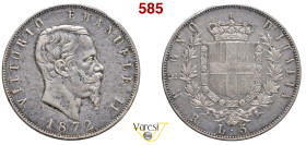 VITTORIO EMANUELE II, Re d'Italia (1861-1878) 5 Lire 1872, Roma MIR 1082q Pagani 495 Ag 25 g circa 37 mm RR • Sigillata buon BB da Nova Marketing