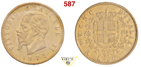 VITTORIO EMANUELE II, Re d'Italia (1861-1878) 20 Lire 1873, Roma MIR 1078p Pagani 469 Au 6,45 g circa 21 mm RRR • Sigillata q.SPL da Num. Lago Maggior...