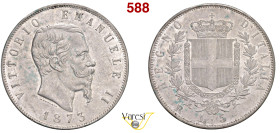 VITTORIO EMANUELE II, Re d'Italia (1861-1878) 5 Lire 1873, Roma MIR 1082s Pagani 497 Ag 25 g circa 37 mm RRR • Sigillata SPL da Raffaele Negrini