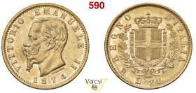 VITTORIO EMANUELE II, Re d'Italia (1861-1878) 20 Lire 1874, Roma MIR 1078r Pagani 471 Au 6,41 g 21 mm SPL