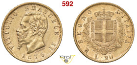 VITTORIO EMANUELE II, Re d'Italia (1861-1878) 20 Lire 1876, Roma MIR 1078t Pagani 473 Au 6,44 g 21 mm q.SPL