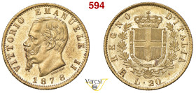 VITTORIO EMANUELE II, Re d'Italia (1861-1878) 20 Lire 1878, Roma MIR 1078v Pagani 475 Au 6,45 g 21 mm SPL/q.FDC