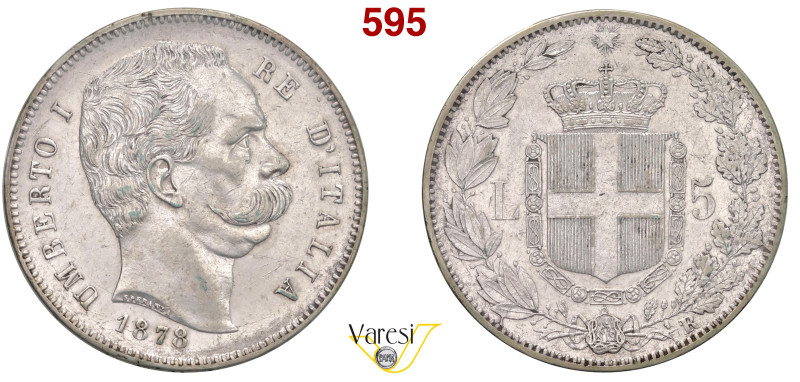 UMBERTO I (1878-1900) 5 Lire 1878, Roma MIR 1099a Pagani 589 Ag 25 g circa 37 mm...