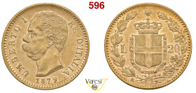 UMBERTO I (1878-1900) 20 Lire 1879, Roma MIR 1098a Pagani 575 Au 6,41 g 21 mm SPL