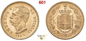 UMBERTO I (1878-1900) 20 Lire 1882 "oro rosso", Roma MIR 1098f Pagani - Au 6,43 g 21 mm SPL÷FDC