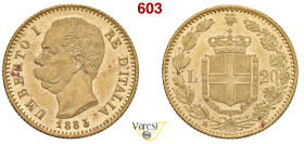 UMBERTO I (1878-1900) 20 Lire 1883, Roma MIR 1098g Pagani 579 Au 6,42 g 21 mm SPL÷FDC