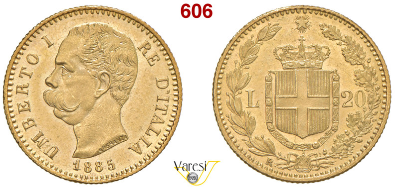 UMBERTO I (1878-1900) 20 Lire 1885, Roma MIR 1098j Pagani 581 Au 6,45 g 21 mm SP...