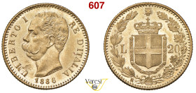 UMBERTO I (1878-1900) 20 Lire 1886, Roma MIR 1098l Pagani 582 Au 6,43 g 21 mm q.FDC
