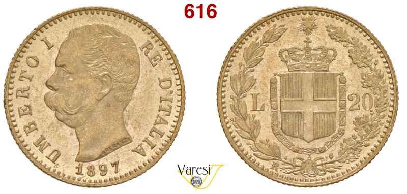 UMBERTO I (1878-1900) 20 Lire 1897, Roma MIR 1098s Pagani 588 Au 6,47 g 21 mm R ...
