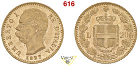 UMBERTO I (1878-1900) 20 Lire 1897, Roma MIR 1098s Pagani 588 Au 6,47 g 21 mm R SPL÷FDC