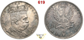 UMBERTO I - monetazione per l'Eritrea (1878-1900) 5 Lire o Tallero 1891, Roma MIR 1110a Pagani 630 Ag 28,1 g 40,7 mm • Esemplare di grande bellezza, d...
