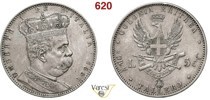 UMBERTO I - monetazione per l'Eritrea (1878-1900) 5 Lire o Tallero 1891, Roma MI...