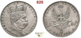 UMBERTO I - monetazione per l'Eritrea (1878-1900) 5 Lire o Tallero 1891, Roma MIR 1110a Pagani 630 Ag 28,06 g 40,6 mm • Minuscolo colpetto al bordo; p...