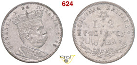 UMBERTO I - monetazione per l’Eritrea (1878-1900) 2 Lire 1896, Roma MIR 1111b Pagani 633 Ag 10 g circa 27 mm R • Sigillata FDC da Num. Lago Maggiore...
