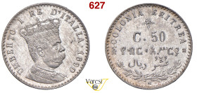UMBERTO I - monetazione per l’Eritrea (1878-1900) 50 Centesimi 1890, Roma MIR 1113a Pagani 637 Ag 2,50 g 18 mm R SPL÷FDC